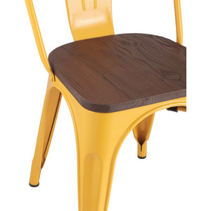 фото Стул stool group tolix желтый глянцевый + темное дерево yd-h440b-w lg-06