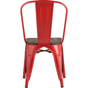 фото Стул stool group tolix красный глянцевый + темное дерево yd-h440b-w lg-03