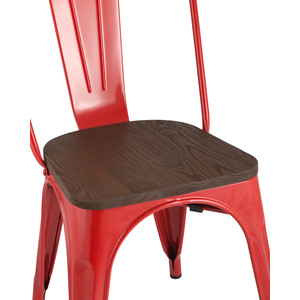 фото Стул stool group tolix красный глянцевый + темное дерево yd-h440b-w lg-03