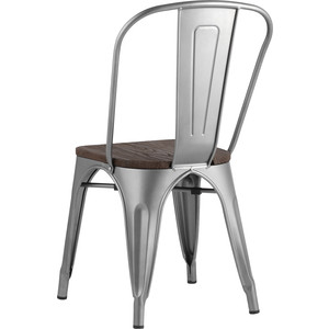 фото Стул stool group tolix серебристый матовый + темное дерево yd-h440b-w yg-15