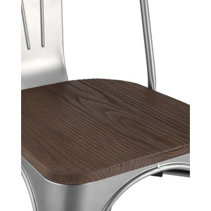 фото Стул stool group tolix серебристый матовый + темное дерево yd-h440b-w yg-15