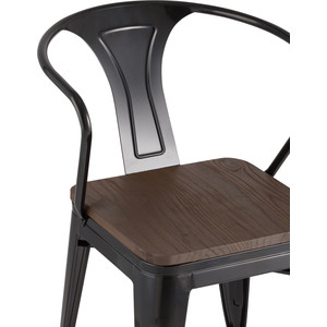 фото Стул stool group tolix arm wood черный глянцевый + темное дерево yd-h440ar-w lg-01