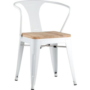 фото Стул stool group tolix arm wood белый глянцевый + светлое дерево yd-h440ar-w lg-02