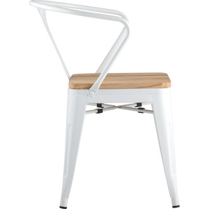 фото Стул stool group tolix arm wood белый глянцевый + светлое дерево yd-h440ar-w lg-02