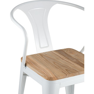 фото Стул stool group tolix arm wood белый глянцевый + светлое дерево yd-h440ar-w lg-02