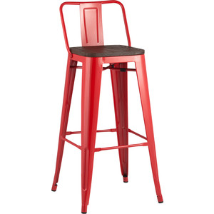 фото Стул барный stool group tolix со спинкой красный глянцевый + темное дерево yd-h765e-w lg-03
