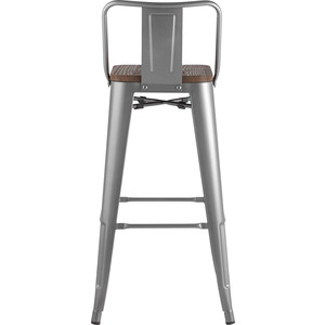 Стул барный Stool Group Tolix со спинкой серебристый матовый + темное дерево YD-H765E-W YG-15 Tolix со спинкой серебристый матовый + темное дерево YD-H765E-W YG-15 - фото 3