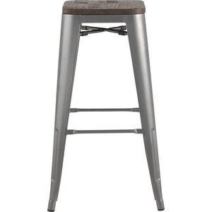 фото Стул барный stool group tolix серебристый матовый + темное дерево yd-h765-w yg-15