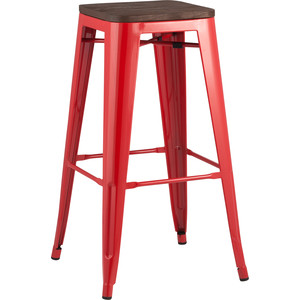 фото Стул барный stool group tolix красный глянцевый + темное дерево yd-h765-w lg-03