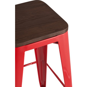 фото Стул барный stool group tolix красный глянцевый + темное дерево yd-h765-w lg-03