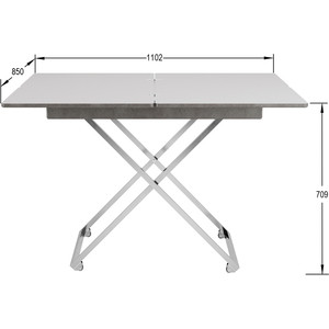 фото Стол универсальный трансформируемый калифорния мебель андрэ менсола серый бетон