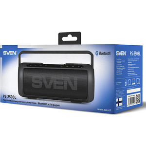 Портативная колонка Sven PS-250BL (стерео, 10Вт, USB, Bluetooth, FM) черный