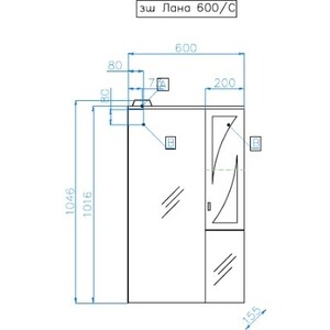 Зеркало-шкаф Style line Лана 60 с подсветкой (СС-00002254)