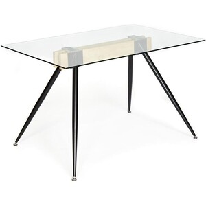 TetChair Стол FRONDO ( mod. DT1356) металл/стекло/дерево, 120*80*76 см, прозрачный/натуральный/черный tetchair стол pluto лдсп металл 120x80x77 см белый