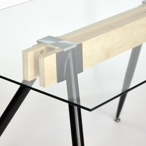 TetChair Стол FRONDO ( mod. DT1356) металл/стекло/дерево, 120*80*76 см, прозрачный/натуральный/черный