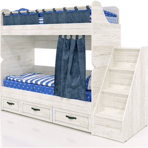 фото Сканд-мебель кровать двухъярусная регата 6-2 винтерберг + комод-лестница регата-4 винтерберг