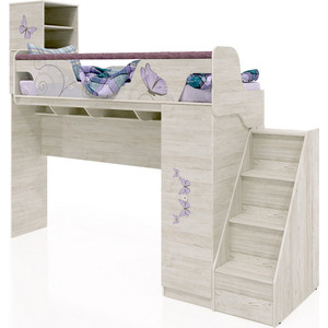 фото Сканд-мебель кровать-чердак леди-4 винтерберг+комод-лестница регата-4 винтерберг