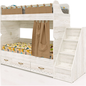 фото Сканд-мебель кровать двухъярусная марвин 6-2 + комод-лестница регата-4 винтерберг