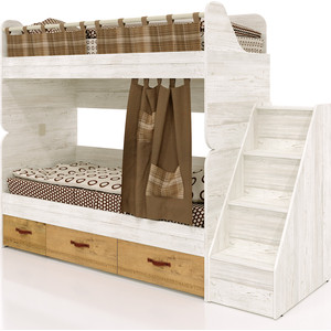 фото Сканд-мебель кровать двухъярусная вояж 6-2 (бунратти)+комод-лестница вояж-4 винтерберг/бунратти