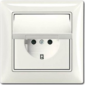 фото Розетка abb basic55 schuko с/з 16a 250v ip44 с крышкой безвинтовой зажим chalet - белый