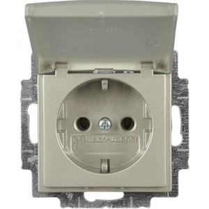 фото Розетка abb basic55 schuko с/з 16a 250v с крышкой безвинтовой зажим шампань