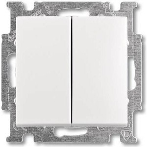 фото Переключатель abb двухклавишный basic55 10a 250v альпийский белый (2cka001012a2144)