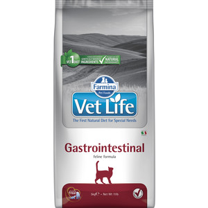 Сухой корм Farmina Vet Life Gastrointestinal Feline диета при нарушениях пищеварения для кошек 5кг - фото 1