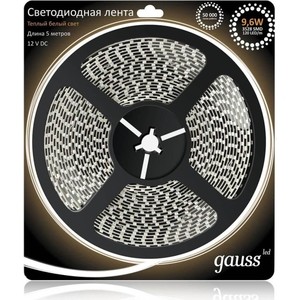 фото Лента gauss светодиодная влагозащищенная 9,6w/m 120led/m 2835smd теплый белый 5m 311000110