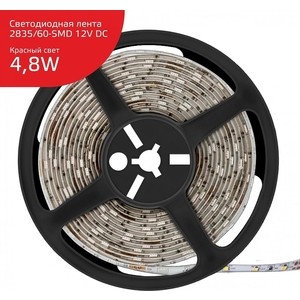 фото Лента gauss светодиодная влагозащищенная 4,8w/m 60led/m 2835smd красный 5m 356000705