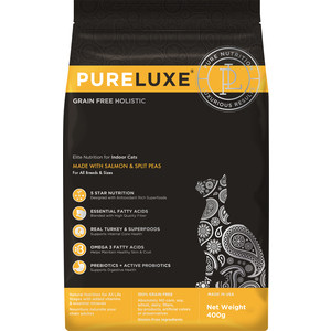 Сухой корм PureLuxe для домашних кошек с лососем и горошком 1,5кг