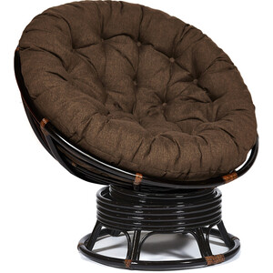 Кресло-качалка TetChair Papasan w 23/01 B с подушкой Antique brown античный черно-коричневый/ткань коричневый 3М7-147