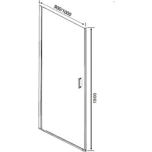 Дверь душевого уголка Orange E05 90x190 стекло прозрачное, профиль черный (E05-090TB)