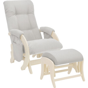 фото Milli комплект кресло для кормления и укачивания + пуф smile дуб шампань, ткань verona light grey с карманами