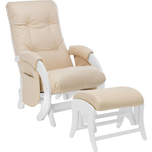 фото Комплект кресло для кормления и укачивания + пуф milli smile молочный дуб, к/з polaris beige с карманами