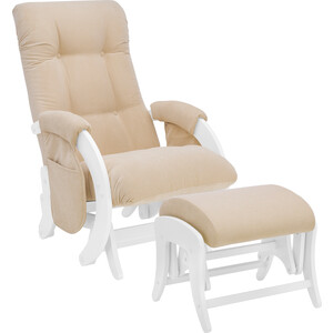 фото Milli комплект кресло для кормления и укачивания + пуф smile молочный дуб, ткань verona vanilla с карманами