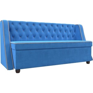 Кухонный прямой диван АртМебель Лофт велюр голубой прямой диван артмебель зиммер велюр голубой