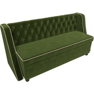 Кухонный прямой диван АртМебель Лофт микровельвет зеленый