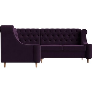 Кухонный угловой диван АртМебель Бронкс велюр фиолетовый левый угол