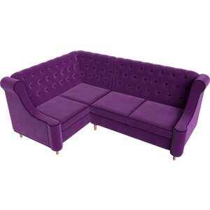 Кухонный угловой диван АртМебель Бронкс микровельвет фиолетовый левый угол