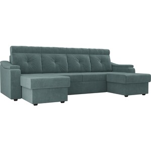 фото П-образный диван лига диванов п-образный диван джастин велюр бирюза