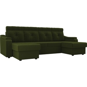 фото П-образный диван лига диванов п-образный диван джастин микровельвет зеленый