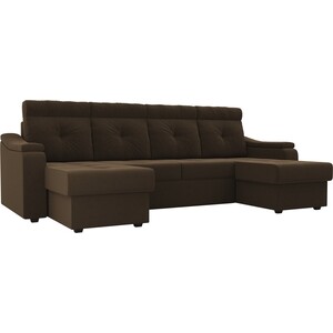фото П-образный диван лига диванов п-образный диван джастин микровельвет коричневый