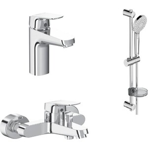 Комплект смесителей Ideal Standard Ceraflex 3 в 1 для раковины и ванны с душем (BD001AA) душевой комплект с верхним душем и термостатом для ванны am pm moxiem500