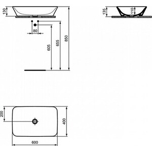 фото Раковина накладная ideal standard connect cube 60 (e034801)