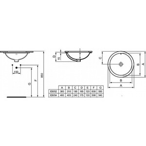 фото Раковина встраиваемая снизу ideal standard conntect sphere 48 (e505401)