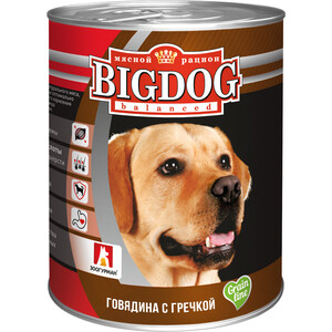 Консервы Зоогурман BIG DOG Говядина с гречкойдля взрослых собак 850г - фото 1