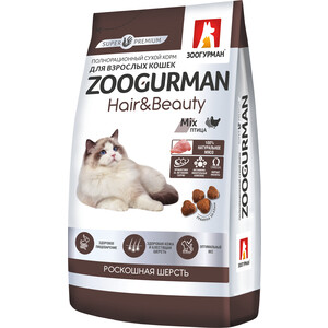 Сухой корм Зоогурман Hair & Beauty Птица для взрослых кошек 1,5кг