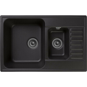 Кухонная мойка GranFest Quarz GF-Z21 K с сифоном, черная