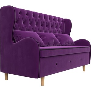 Кухонный прямой диван АртМебель Сэймон Люкс микровельвет фиолетовый