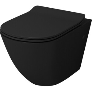 Унитаз подвесной безободковый Grossman с тонким сиденьем микролифт, черный (GR-4411 black S) подвесной унитаз grossman gr 4455bems